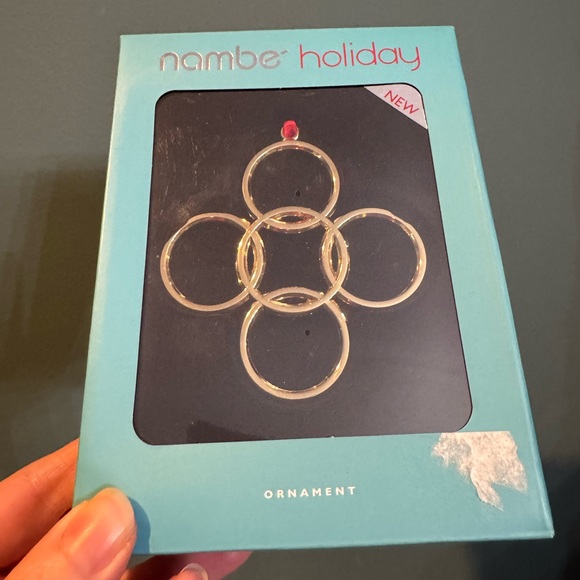 Nambe Twelve Days of Christmas: Five Golden Rings Ornament in box - Picture 2 of 4